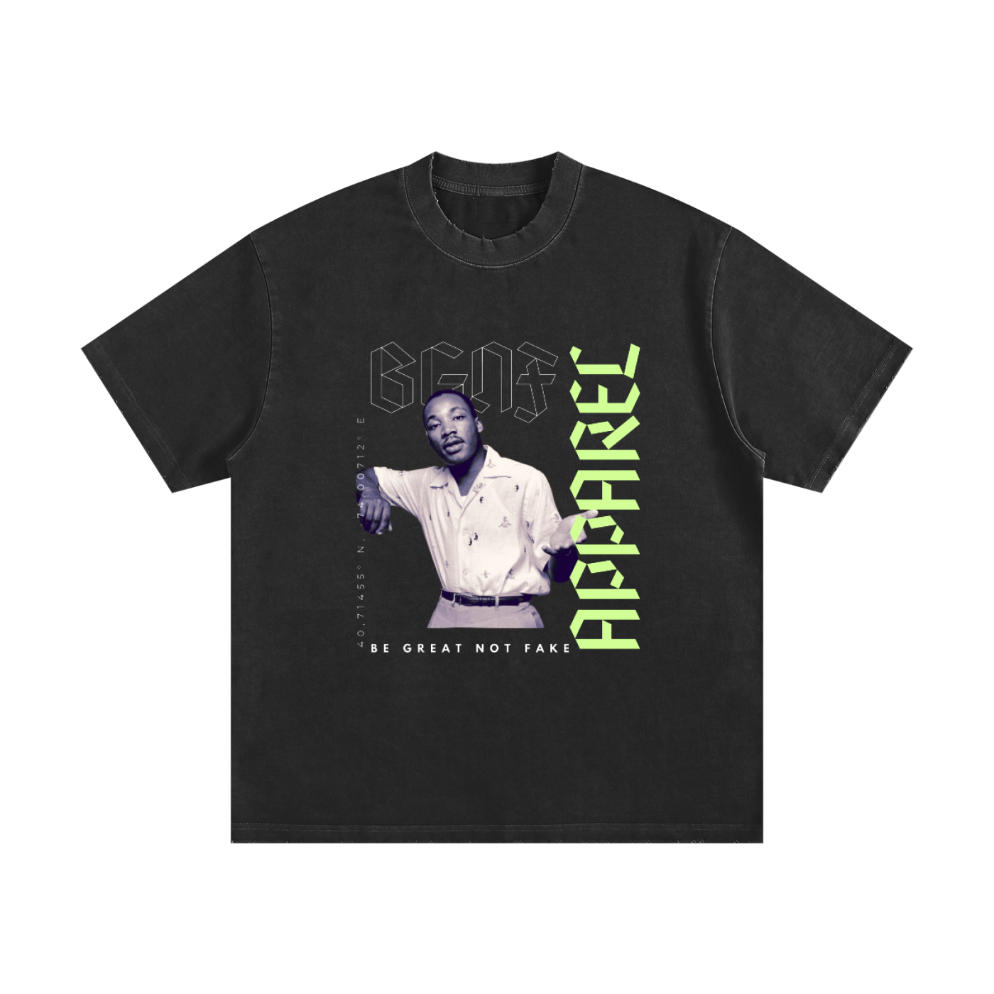 Unisex Heavyweight BGNF MLK Vintage Washed Frayed T-Shirt