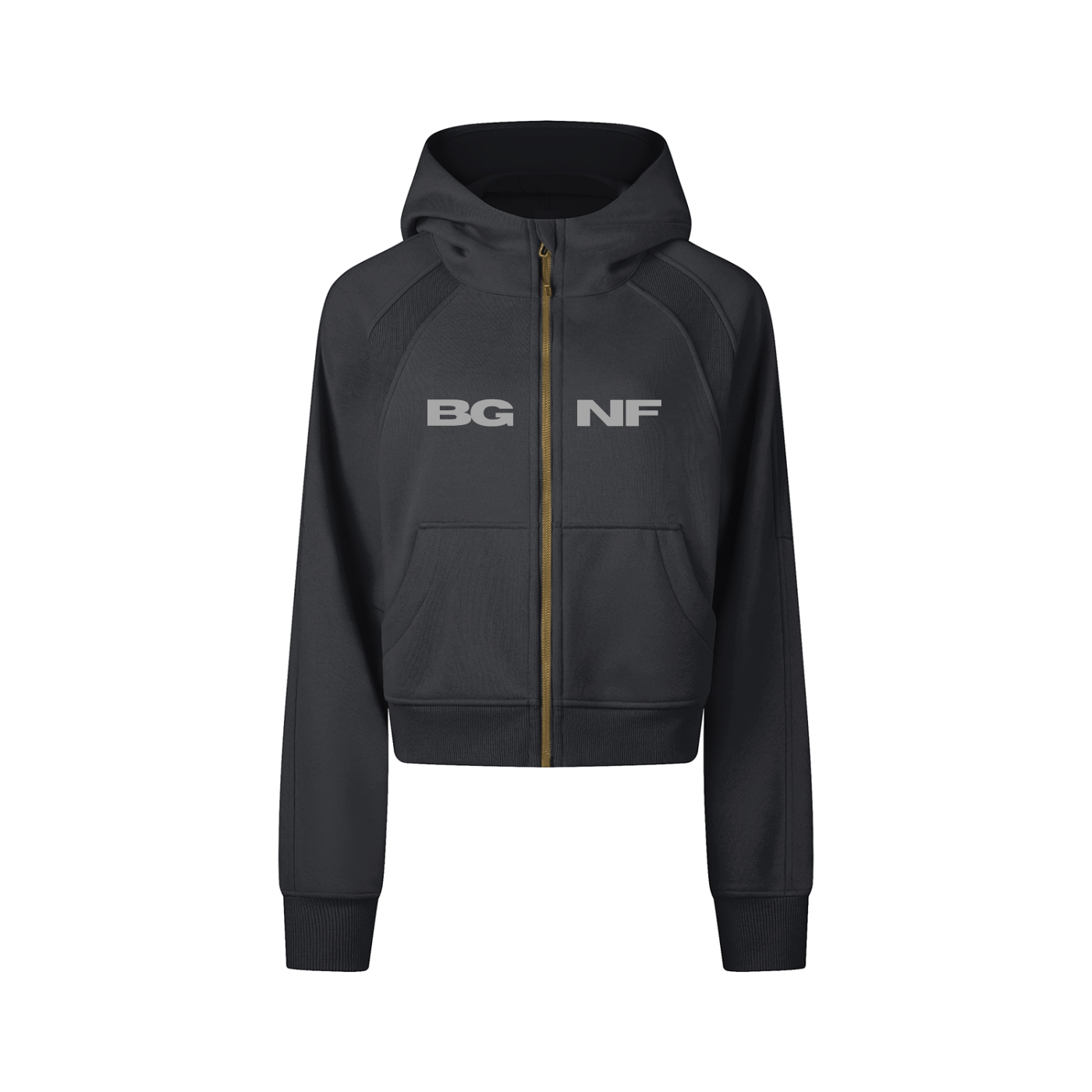 Women’s Cropped Zip Through BGNF Sporty, Gym, Casual Hoodie