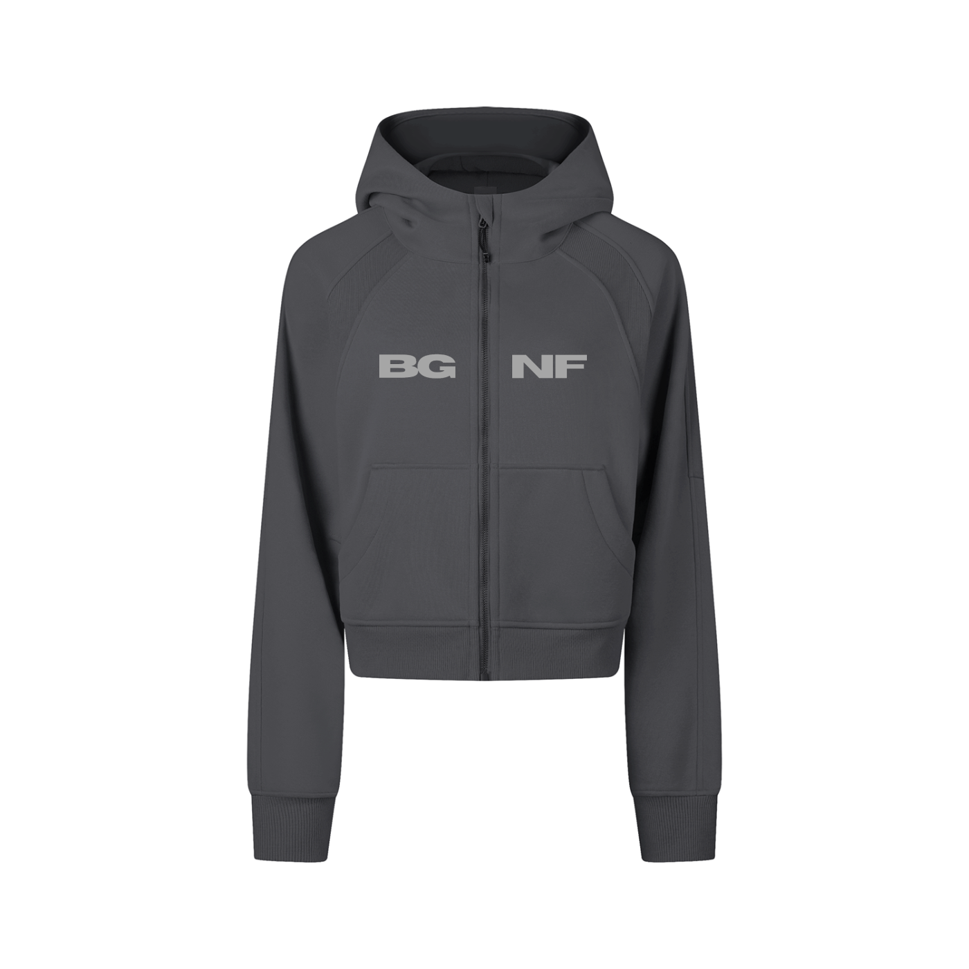 Women’s Cropped Zip Through BGNF Sporty, Gym, Casual Hoodie